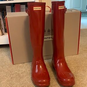 Tall Gloss Red Hunter Boots